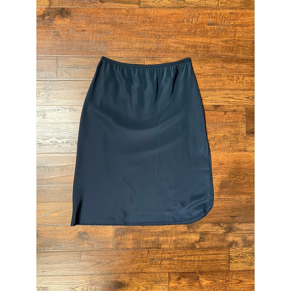 Vintage Mid-Length Skirt Slip Navy Blue Slit Wonder Maid Fine Lingerie I Magnin